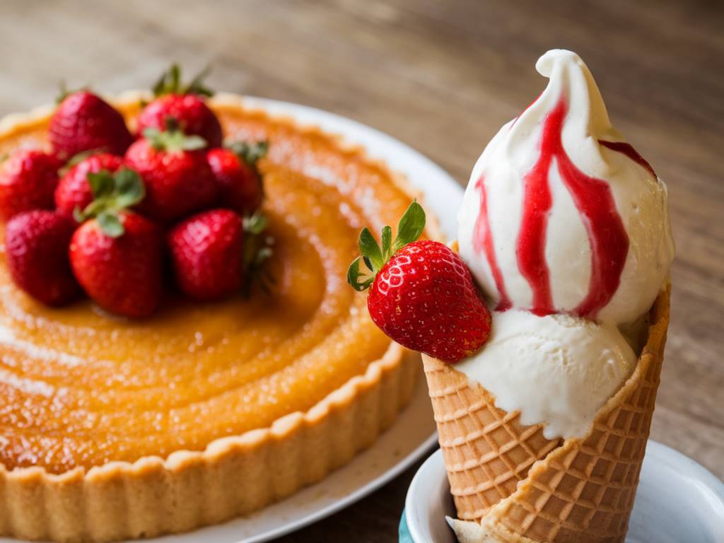 Tarte tatin aux fraises et crème fouettée à la vanille maison